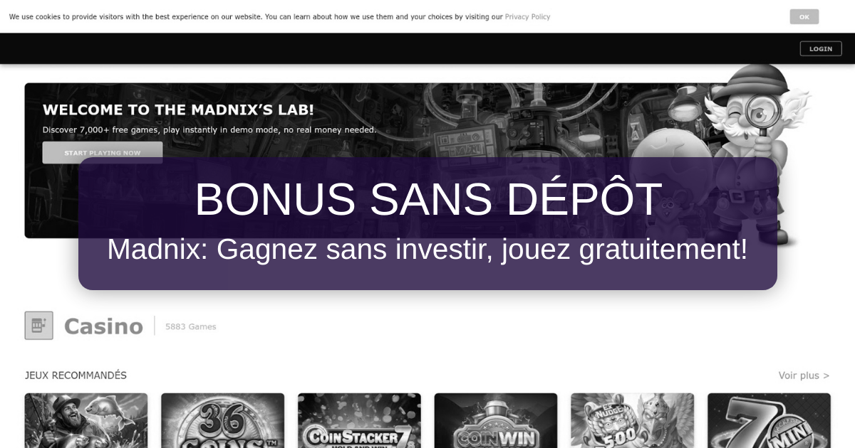 Madnix Casino Bonus Sans Dépôt - Bonus Offert 2026 France
